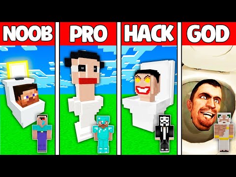 Insane Minecraft Battle: Noob vs Pro vs Hacker vs God - EPIC Toilet Base Build Challenge!