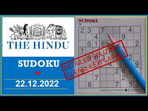 How to Solve 1 Star Hindu  Sudoku Dec 22,  2022 -  Step By Step Solution
