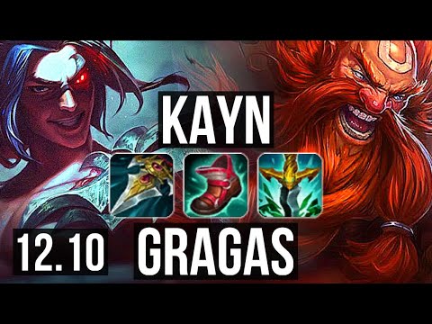 KAYN vs GRAGAS (JNG) | 3.0M mastery, 15/2/17, 1100+ games, Dominating | BR Master | 12.10