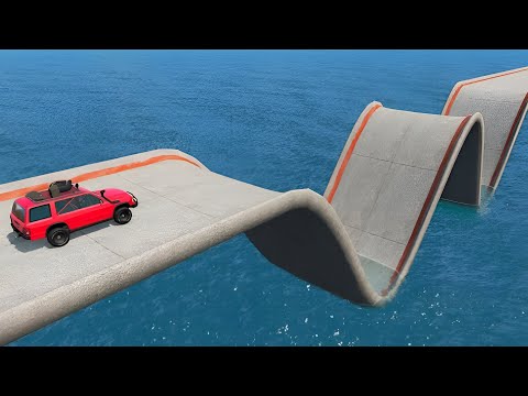 Impossible Wave Bridge Car Rescue Cars Vs Deep Water - BeamNG.Drive