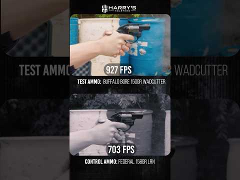 150 grain 38 Special standard pressure hard cast wadcutters by Underwood Ammo, tested in a Ruger LCR