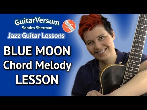 BLUE MOON - Jazz Guitar LESSON - Chord Melody + TABS