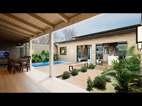 House with 3 Bedrooms and a Recreation Area with Gourmet Balcony and Garage. Simple project.