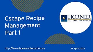 Cscape Recipe Management Part One