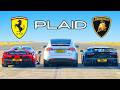 Tesla Model X PLAID V Ferrari SF90 V Lambo SVJ DRAG RACE