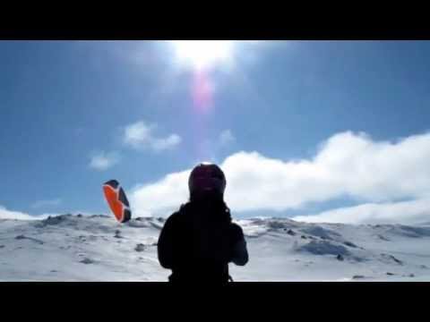 Martin Hanzalek flying a snowkite in the Lewis Hills, Newfoundland Canada