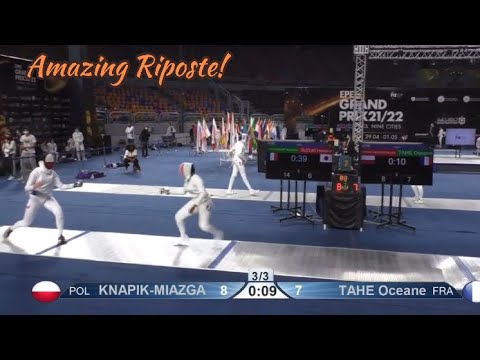 She Must Have Eyes 👀 From Behind!! 😱😅Amazing No-Look Riposte! More Amazing With Little Time Left!