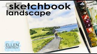 Simple and EASY watercolor landscape sketchbook tutorial