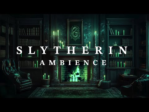 Slytherin Inspired Fireplace Ambience ASMR 🐍 | 8 hrs Sleep Study Fire Sounds 🔥