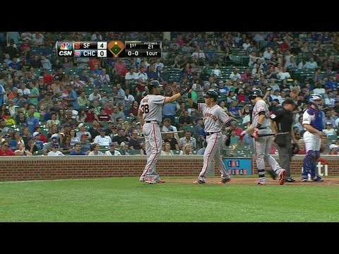 SF@CHC: Ishikawa hits a two-run double to left field