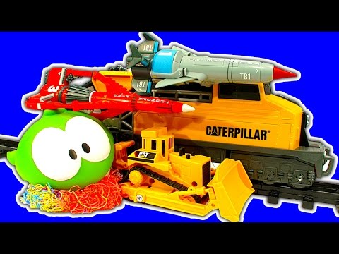 CAT Construction Train Set Thunderbirds Rescue Trains & Silly String Fight