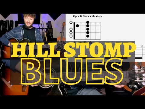 Robert Belfour (Hill Stomp) Guitar lesson in open G (open F) with tabs...