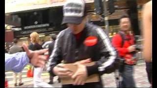 MC Jin promoting in Hong Kong Central