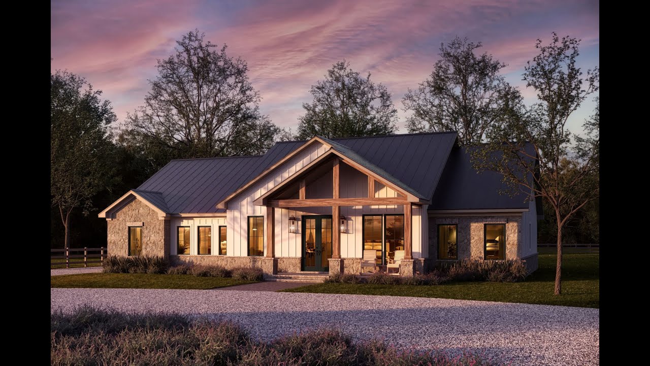 3-Bedroom, 2065 Sq Ft Farmhouse Plan with Home Office