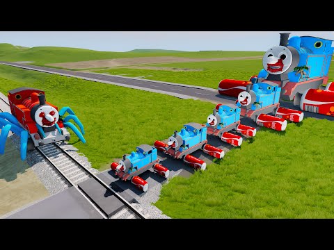 Funny Cars vs Portal Trap with Big & Small Funny Trains - Cars vs Rails and Trains - BeamNG