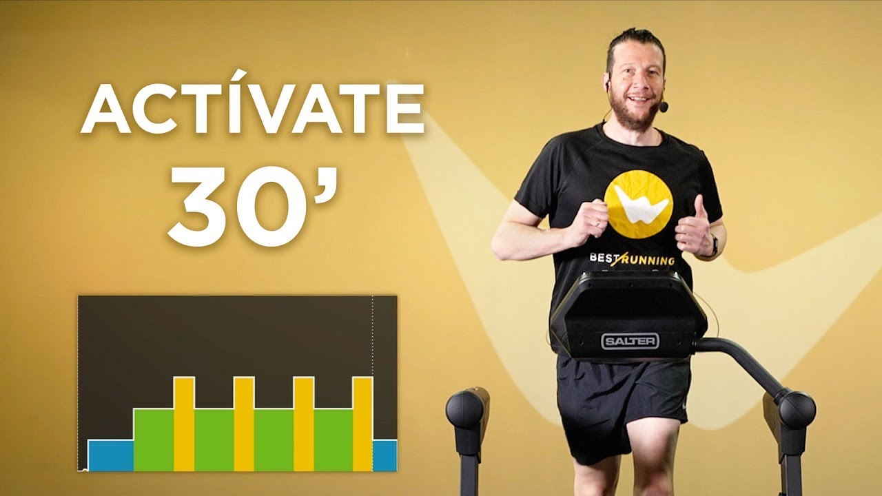 Run at home on a treadmill for 30 minutes with an instructor