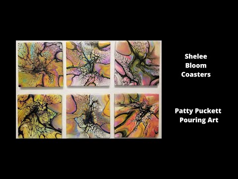 Shelee Bloom Coasters - Easter colors 🎨🎨 Fluid Art 🎨🎨Shelee Discount code 🎨🎨 Tutorial