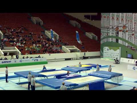 Uzbekistan (UZB) M - 2018 Trampoline Worlds, St. Petersburg (RUS) - Qualification Synchro R2