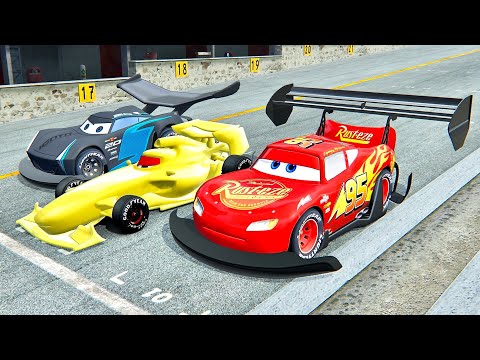 Francesco Bernoulli Gold Edition vs Lightning McQueen GTR vs Jackson Storm GTR - Drag Race