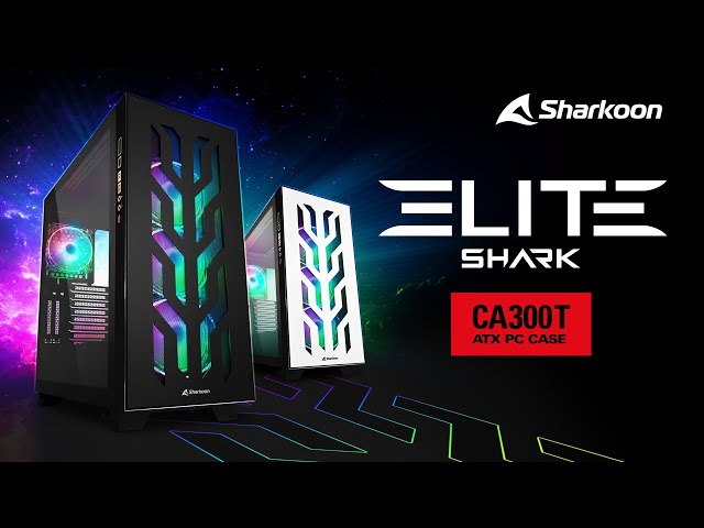 Sharkoon Elite Shark CA300T E-ATX Verre Trempé USB-C ARGB Noir video