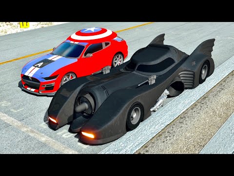 Batmobile 1989 vs Captain America Ford Mustang Ford Shelby 500   Drag Race 10 KM