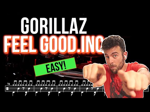 Gorillaz - Feel Good Inc - Drum cover (with scrolling drum score)