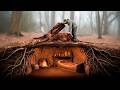 Building A Hidden Dugout Under A Stump Warm Secret Shelter Bushcraft Survival