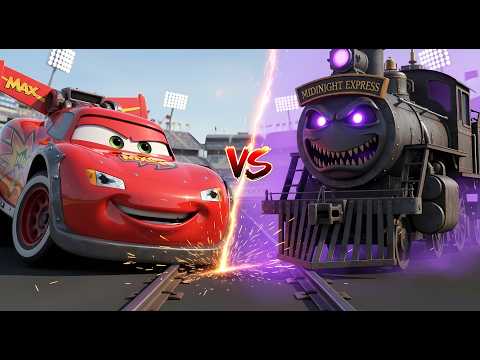 Lightning McQueen vs. THE GHOST TRAIN: The Midnight Express! (Scrap City 4 Movie) | McQueen Fusion