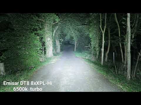 Emisar DT8 8xXPL-Hi 6500k - Emisar DT8 8xSST20 5000k  turbo comparison