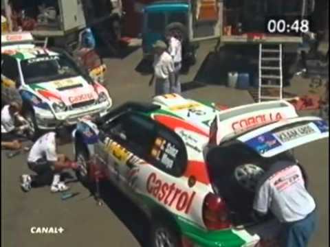 WRC 1998 Safari Rd 3, Carlos Sainz - Didier Auriol, train wheel changes .mpg
