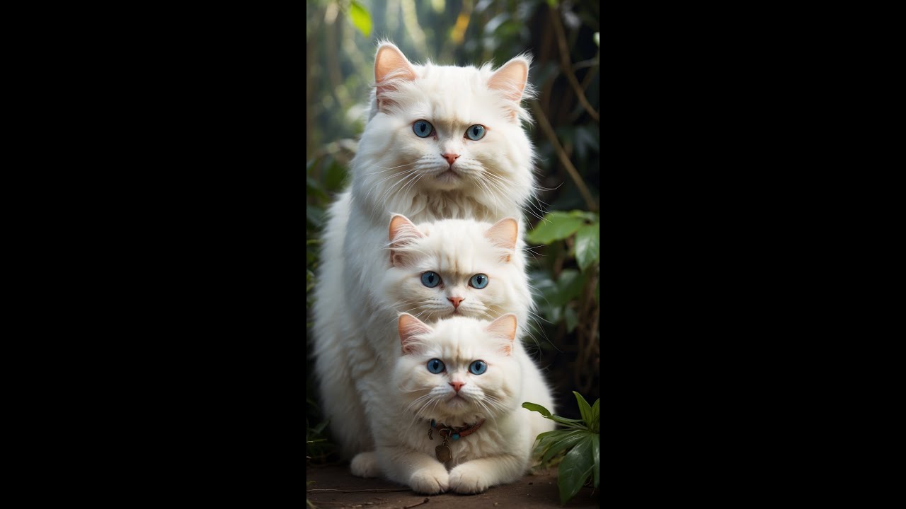 Persian cat with blue eyes and her kittens. 3D Stable diffusion