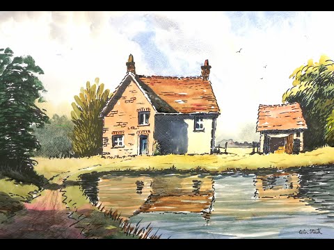 Thumbnail of Farm Buildings in Reflection.Pen and wash demonstration. Thumbnail of Farm Buildings in Reflection.Pen and wash demonstration.