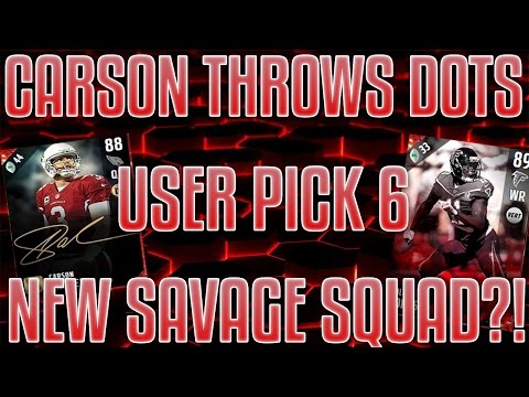 CARSON PALMER THROWS DOTS! USER PICK 6! | MADDEN 17 ULTIMATE TEAM GAMEPLAY