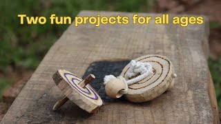Making woodland toys that spin - Forest School Tool Activities