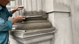 Creative Skills And Methods Of Using Round Plastic Pipes As Cement Rendering Tools On House Pillars