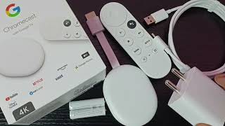 Chromecast with Google TV, Remote, USB Power Adapter, USB Cable, Batteries, User Manual