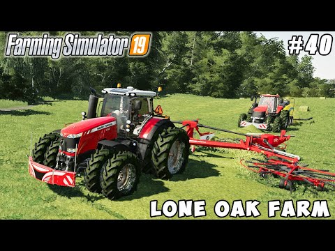 Baling hay, transport of bales | Lone Oak Farm | Farming simulator 19 | Timelapse #40