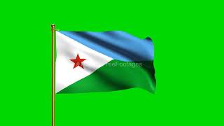 Djibouti National Flag | World Countries Flag Series | Green Screen Flag | Royalty Free Footages