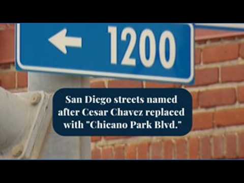 Cesar Chavez street signs renamed Chicano Park Blvd in Barrio Logan