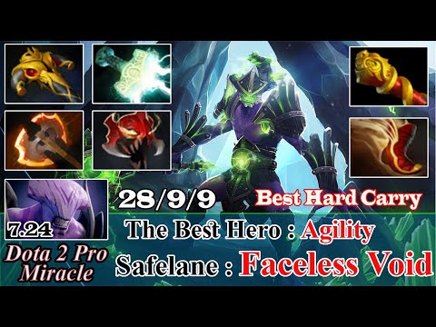 FACELESS VOID Offlane Rampage 28 Kill - Dota 2 Pro Miracle Spotlight Gameplay Patch 7.24 - Dota 2