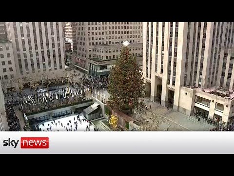 Rockefeller Plaza ice rink and Christmas tree in New York