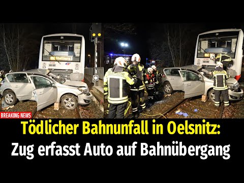 Tödlicher Bahnunfall in Oelsnitz: Zug erfasst Auto auf Bahnübergang