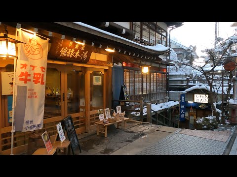 【渋温泉】Shibu Onsen - Japan 4K Walk・Shibu Onsen hot spring town walk on the main street at dusk