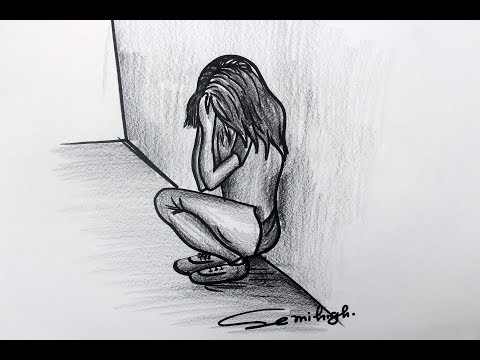 how to draw a crying girl step by step