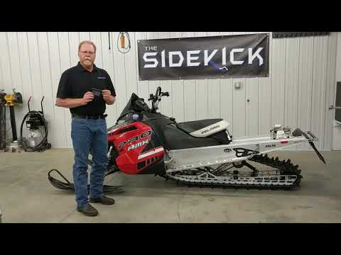 The SideKick snowmobile stand used on a Polaris Pro RMK