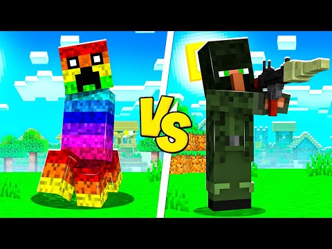 CREEPER ARCOBALENO CONTRO SUPER VILLAGER - MINECRAFT ITA