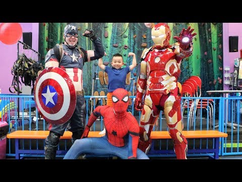 My Superhero Birthday Indoor Kids Playground Fun With Spider Man Captain America Iron Man and CKN