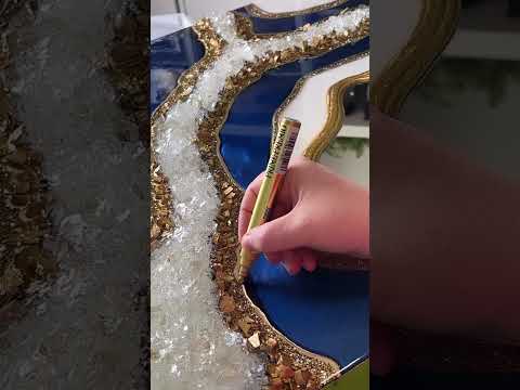 Final details on a geode commission with custom cut mirror sections. #mirrorart #geodeart #resinart