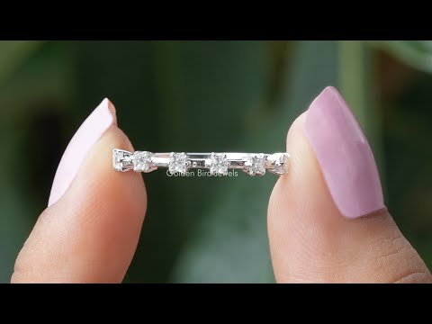 Princess Cut Moissanite Half Eternity Band / Princess Cut Eternity Wedding Band @GoldenBirdJewels