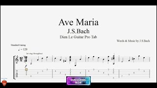 Ave Maria by J.S.Bach for Guitar Tutorial with TABs